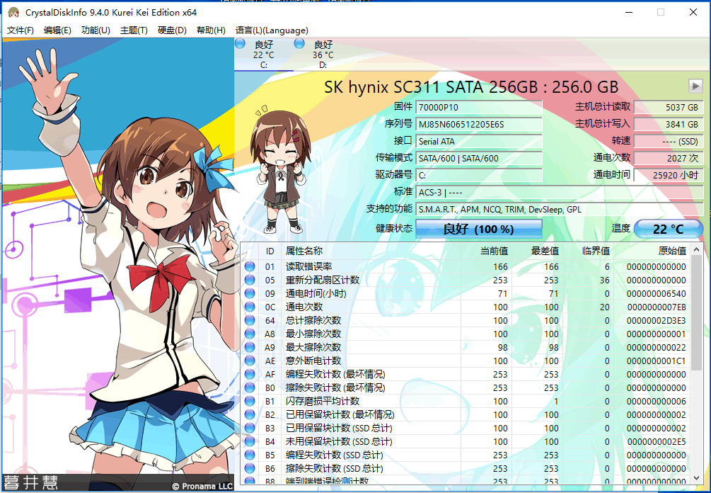 硬盘检测工具CrystalDiskInfo v9.4.0 正式版 动漫主题-第3张图片-资源分享